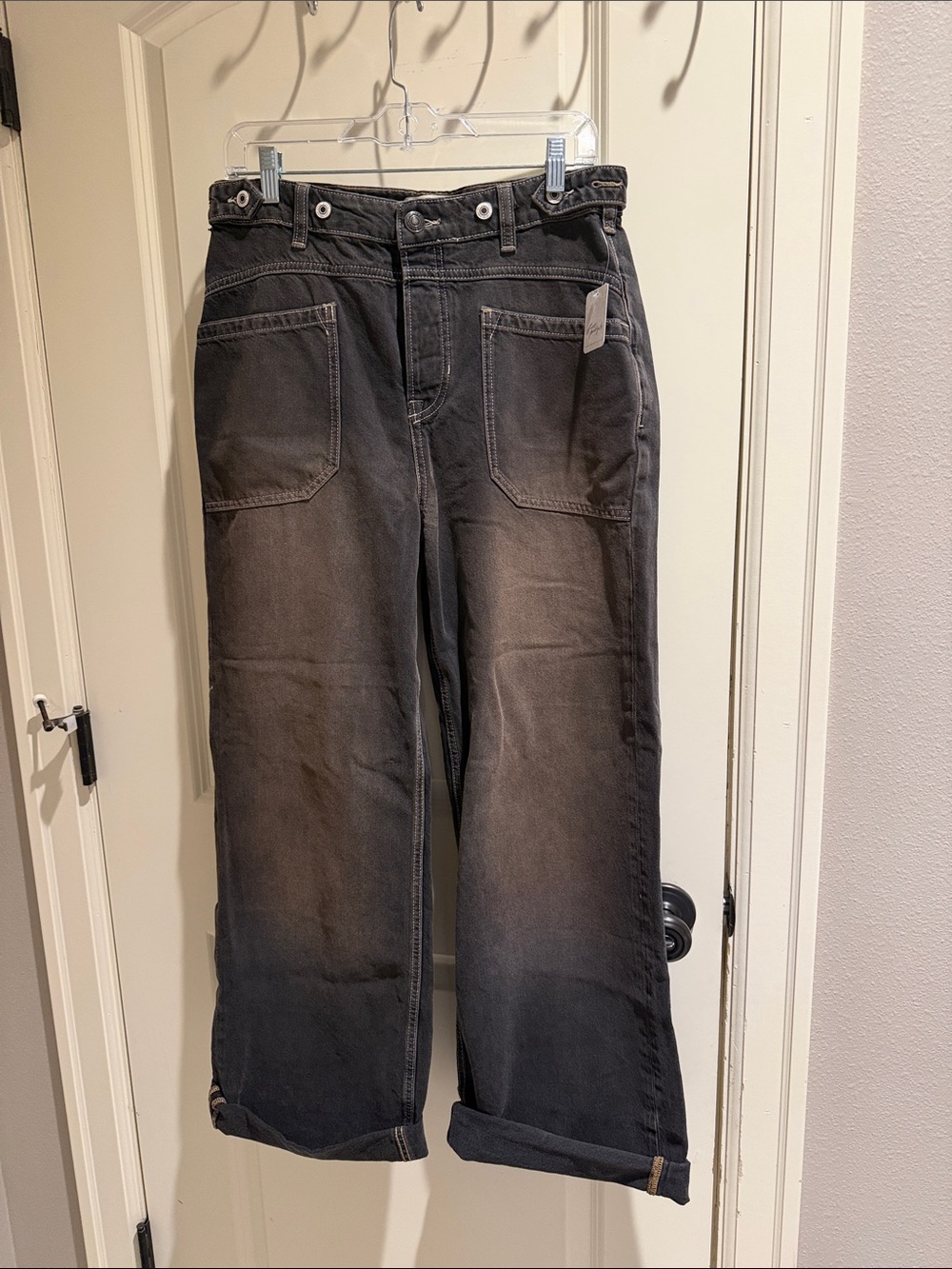 NWT We The Free Women's (28) Palmer Cuffed Jeans in Faded Black
